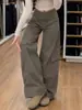Pantalones caquis de pierna ancha con corte curvo para mujer, nueva colección de otoño 2026, de cintura alta, adelgazantes, aptos para petite, casuales de trabajo con múltiples bolsillos