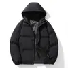 Jaqueta de Algodão com Penas Nova de Inverno Masculina, Casaco de Algodão Plus Size Solto Estilo Hong Kong, Jaqueta Puffer Juvenil com Capuz