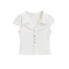 Polo multicolor 2026 nuevo top ajustado que ciñe la cintura, elegante y adelgazante, con cuello formal de solapa, camiseta de manga corta para mujer, verano