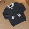 Novo suéter de malha POLO outono e inverno para homens, gola V, gola de gaivota, color blocking, estilo old money, negócios, atacado de fábrica transfronteiriço