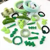 Estilo K de Elegante Lazo Verde Anillo para el Pelo Intestino Delgado Pasador Simple de Corazón Pinza de Pato Pinza Lateral Cuerda para el Cabello Accesorios para el Cabello para Mujeres