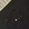 Pulseira pequena de Flor de Lótus rica tecida à mão ins nicho personalizada moda corda da sorte pulseira simples para mulheres
