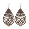 Pendientes de madera más vendidos en Amazon transfronterizos moda europea y americana exagerados geométricos huecos de madera suministro directo de fábrica