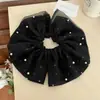 Nuevo Anillo Grande para el Cabello de Malla de Doble Capa con Perlas para Mujer Francés de Alta Gama Lujo Ligero Retro Accesorios para el Cabello Anillo para el Cabello Intestino Grueso