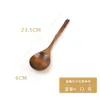 Conjunto de talheres de colher de madeira e hashis, colher de café de cabo redondo longo de madeira japonesa, colher misturadora para chá com leite, colher de madeira atacado