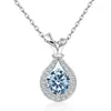Collar Transfronterizo Europeo y Americano de Plata de Ley S925 Forma de Gota de Agua de Amazonita Doce Piedras de Nacimiento Acuario Moda Colgante Versátil