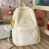 Mochila Xadrez Azul e Branco Estilo Doce Coreano para Alunos do Ensino Fundamental II e Médio Design Feminino com Acabamento em Renda Bolsa Escolar