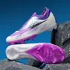Zapatos de fútbol de punto sin costuras transfronterizos, unisex, caña baja, tacos AG para césped natural exterior, tacos TF para césped artificial, disponibles para venta al por mayor