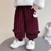 Calça Feminina Outono e Inverno 2025 Novo Estilo Moda Infantil Roupas de Inverno Moda Bebê Menina Inverno Moda Bonita Calça Casual Forrada com Fleece