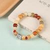 Rosario de semillas de Bodhi con pátina natural, con cuentas vintage con patrón de la suerte Xizang, mantra de seis sílabas, una pulsera artística Dai