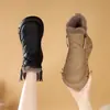 Botas de Neve da Moda para Mulheres 2026 Novo Estilo Botas de Neve de Inverno do Nordeste Sapatos de Algodão Veludo Plus Espessado Quente Macio Couro Botas Curtas