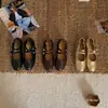 Sapatos Mary Jane Planos Redondos Estilo Manga Franceses 2026 para Mulheres, com design de fivela dupla, estilo versátil e solas macias