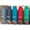 Copo Térmico Pequeno Estilo Americano Aço Inoxidável 304 Pintura Emborrachada Garrafa de Água Esportiva 500ml Copo de Água Fria para Exterior com Alça