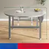 Mesa Redonda Plegable de Acero Inoxidable Extra Gruesa para Barbacoa, Mesa de Comedor Exterior para Zonas Rurales, Mesa para Restaurante Comercial para Uso en Exteriores