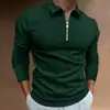 Nuevo polo de manga larga para hombre de primavera y otoño, europeo y americano, con estampado digital 3D, moda casual, polo con media cremallera