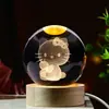 Venta al por mayor transfronteriza Bola de Cristal de Dibujos Animados Luminosa Grabada en 3D Luz de Noche Decoración de Escritorio Regalo Creativo Regalo de Cumpleaños para Mujeres