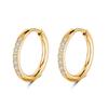 O gerente da loja recomenda fivela de orelha de zircônia com pedra incrustada de aço inoxidável feminina, brincos redondos de aço titânio 18K, micro incrustados com diamante, pequeno anel de orelha