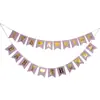 É um conjunto de chá de bebê para menina, banner de bandeirinhas para festa de bebê menina, flor de papel de aniversário