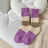 Calcetines Gruesos Forrados de Polar Otoño e Invierno Base de Toalla de Felpa Cachemir Cálido Morado Amor Flor Pequeña Ins Calcetines de Mujer de Moda