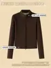 H863 Chaqueta de Terciopelo Austriaco con Cuello Alto de Rosca y Doble Cremallera para Mujer Otoño e Invierno Cárdigan de Terciopelo Top Delgado Corto de Manga Larga
