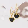 Aretes Negros en Forma de Corazón para Mujer, Lujo Ligero, Aretes de Botón Vintage de Alta Gama, Diseño de Nicho, Accesorios para Orejas de Estilo Minimalista