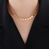 Collar Europeo y Americano Retro Cuadrado Ladrillo pequeño de oro Acero de titanio Oro de 18K Que no se decolora Joker nicho cadena gruesa joyería para mujeres y hombres