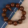 Pulseira de Sândalo Dourado Natural para Homens, Contas de Oração Budistas, Pulseira de Contas Grandes de Sândalo para Mulheres, Item de Meditação Portátil Estilo Chinês