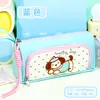 Estuche para lápices de gran capacidad con diseño de cachorro de dibujos animados en colorblock dopamina, caja de papelería de varias capas de alta apariencia estilo coreano estilo ins, bolsa para lápices