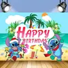 Estilo Hawaiano Stitch Stitch Dibujo Animado Fiesta de Revelación de Género Fondo de Foto de Cumpleaños Accesorios