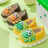 Zapatillas de Algodón Felices Mary Baby para Niños Dibujos Animados de Dinosaurios Zapatos Peludos de Interior Talón con Bolsa de Terciopelo Adicional Zapatos de Algodón para Niños