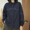 Camisa de manga larga, nuevo modelo otoño 2026, top estilizado y favorecedor, corte holgado, rejuvenecedor, con costuras visibles, camisa casual, fresca y a la moda