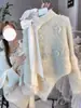 Suéter de Punto Floral Tridimensional de Cuello Alto Estilo Francés 2025 Otoño e Invierno Nuevo Diseño Suéter Irregular Pullover para Mujer