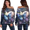 Europa e Estados Unidos Novo Transfronteiriço Top 3D Borboleta Estampada Feminino Suéter Feminino Sem Alças Blusa Base Feminina