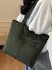 Bolsa de Lona Estilo Coreano Gran Capacidad para Estudiantes, Bolso de Hombro Tendencia Nueva Artístico Estilo Harajuku para Mujer, Color Sólido Casual