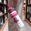 Copo Térmico Duplo Morango Urso para Crianças Meninas Aço Inoxidável 316 Copo Portátil com Canudo para Estudantes Levar para a Escola