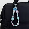 Cadena de Teléfono Fresca y Versátil, Colgante Universal para Cámara, Cordón Creativo Azul de Perlas Hecho a Mano, Decoración Colgante Estilo Ins