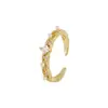 Distrito Luqu Ins de Moda Alto Gama Lujo Ligero Mariposa Abeja Libélula Perla Anillo Abierto Diseño de Nicho Anillo Rin03