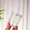 Taza de Bambú Articulado Iridiscente Láser Doble Uso Doble Taza para Beber con Popote Taza para Bebidas de Jugo Taza de Café Sellada