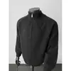 Suéter Cardigan com Gola Alta de Caimento Limpo Masculino Outono Inverno Tendência Versátil Jaqueta Jovem Marca Tendência Malha Patchwork