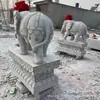 Par de Elefantes de Pedra Granito 1,8m Elefantes de Pedra Auspiciosos para Entrada de Estabelecimentos Comerciais para Atrair Riqueza Enfeites de Animais