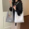 Bolso de hombro versátil de gran capacidad con textura, estilo coreano, de doble cara, para bandolera y tote, 2026
