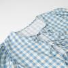 Roupas Femininas Estilo Europeu e Americano Exportação Transfronteiriça 2025 Novo Xadrez Cadarço Laço Gola Redonda Pulôver Camisa de Manga Comprida Top