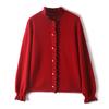 Moda 100 Cashmere Sweater Feminino Cashmere Meia Gola Alta Fivela de Pérolas Emagrecimento Pullover Puff Manga Suéter