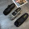 Zapatos Mary Jane de Lentejuelas a la Moda 2025 Nueva Versión Coreana Versátil Retro Ropa Exterior con Falda Zapatos Planos