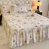 Falda de cama de algodón puro engrosada, fresca y simple, pieza única, sábana bajera antideslizante, funda protectora para colchón, funda de algodón puro cepillado Simmons