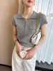 Camisa tipo polo básica de lino Tian Shuang con un diseño sencillo de cuello de solapa, transpirable y ligera, una prenda de manga corta imprescindible para primavera y verano