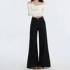 Pantalones vaqueros negros de pierna ancha para mujer, primavera y otoño, nuevos, adelgazantes, de cintura alta, holgados y elásticos, con corte trompeta.