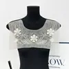 Nuevo cuello de chal de lentejuelas con cuentas hecho a mano, flor, bordado de malla, cuello de strass con cuentas de alta resistencia, flor en el cuello delantero, accesorio para prenda