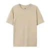 Camiseta de Algodão Puro com Gola Redonda e Manga Curta Verão Algodão Respirável Solta Cor Lisa Base Casual Unissex Versátil