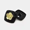 Botão metálico estilo Chanel preto losango quadrado Camélia botão de laço em formato de coração fivela decorativa de casaco casaco